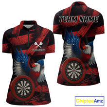 Load image into Gallery viewer, US Flag Eagle Dartboards Grunge Women's Darts Shirt Custom Name &amp; Team | Opt1 - Red NYN0665