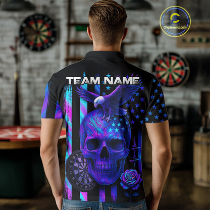 Custom Holographic US Flag Patriotic Darts Shirt For Men Dart Eagle Skull Jerseys NYN1278