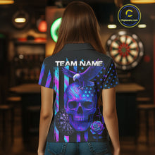 Load image into Gallery viewer, Custom Holographic US Flag Patriotic Darts Shirt For Women Dart Eagle Skull Jerseys NYN1278