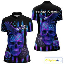 Load image into Gallery viewer, Custom Holographic US Flag Patriotic Darts Shirt For Women Dart Eagle Skull Jerseys NYN1278