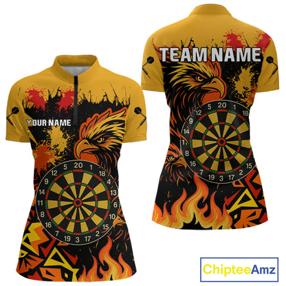 Custom Black And Yellow Flaming Eagle Darts Shirt For Women Outfits Grunge Dart Jersey NYN0399