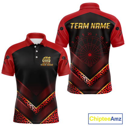 Black & Red Geometric Men's Dart Shirt - Custom Name Shirt For Dart Players NYN0411