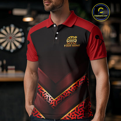 Black & Red Geometric Men's Dart Shirt - Custom Name Shirt For Dart Players NYN0411