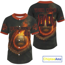 Load image into Gallery viewer, Men's 3D Baseball Jersey Personalized Catching Flame Ball For Baseball Fans NYN0895