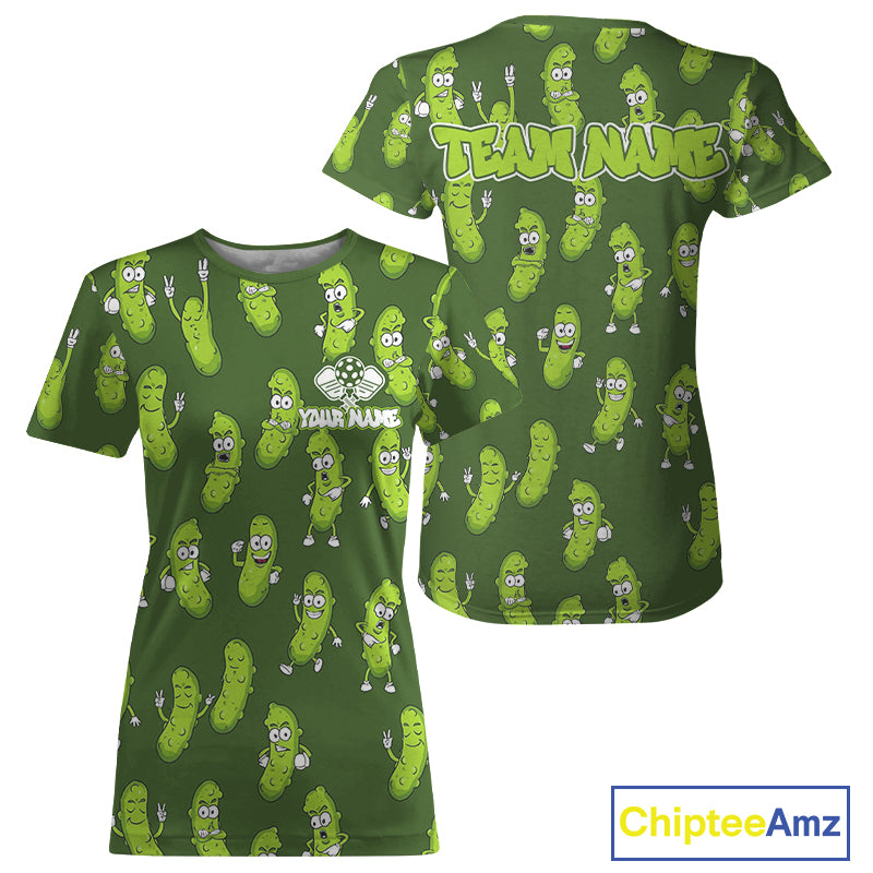 Custom Green Pickle Funny Pickleball T-Shirt For Women Outfit Pickleball Gifts For Lover NYN1292
