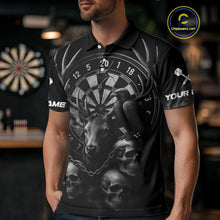 Load image into Gallery viewer, Custom Black Deer And Skull Cracked Dartboard Polo Dart Shirt For Men Dart Outfit Team Jersey NYN1312