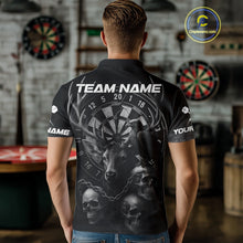 Load image into Gallery viewer, Custom Black Deer And Skull Cracked Dartboard Polo Dart Shirt For Men Dart Outfit Team Jersey NYN1312