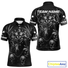 Load image into Gallery viewer, Custom Black Deer And Skull Cracked Dartboard Polo Dart Shirt For Men Dart Outfit Team Jersey NYN1312