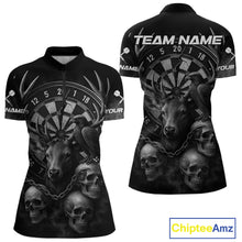 Load image into Gallery viewer, Custom Black Deer And Skull Cracked Dartboard 1/4-Zip  Dart Shirt For Women Dart Outfit Team Jersey NYN1312