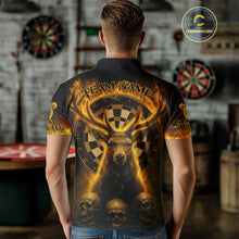 Load image into Gallery viewer, Custom Yellow Flames Deer Dartboard Polo Dart Shirt Flame Skull Dart Jersey For Men NYN1314