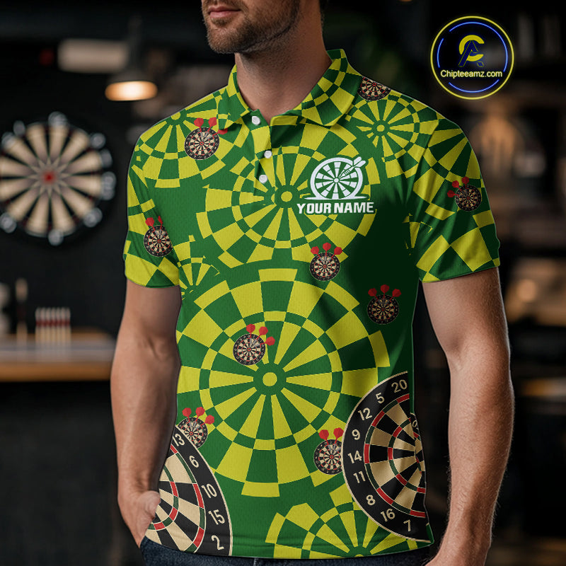 Multi Color Dartboard & Dart Arrows Men's Darts Shirt - Custom Name For Darts Jersey NYN0425