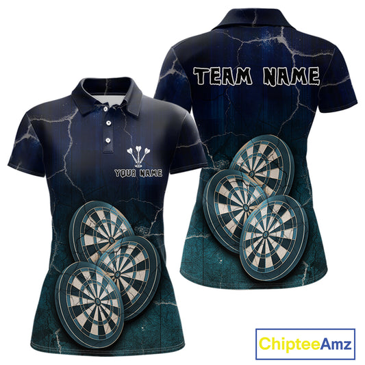 Triple Dartboards Custom Grunge Darts Team Shirt For Women | Opt1 - Blue Turquoise NYN0678