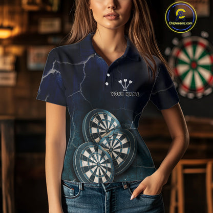 Triple Dartboards Custom Grunge Darts Team Shirt For Women | Opt1 - Blue Turquoise NYN0678