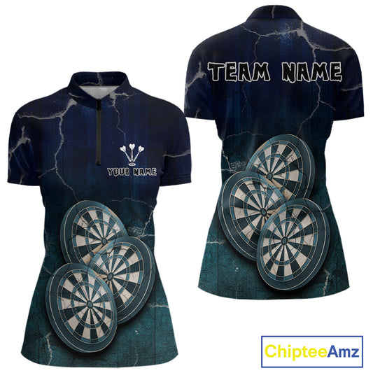 Triple Dartboards Custom Grunge Darts Team Shirt For Women | Opt1 - Blue Turquoise NYN0678