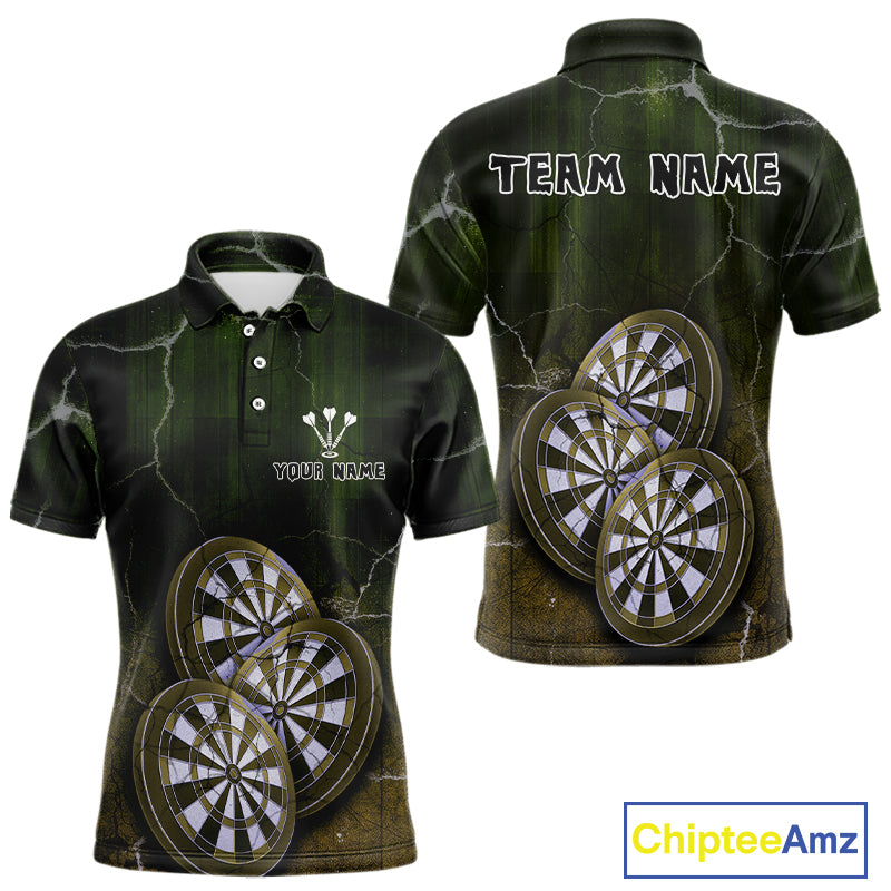 Triple Dartboards Custom Grunge Darts Team Shirt For Men | Opt2 - Yellow Green NYN0679