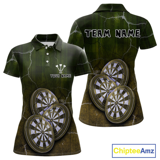 Triple Dartboards Custom Grunge Darts Team Shirt For Women | Opt2 - Yellow Green NYN0679