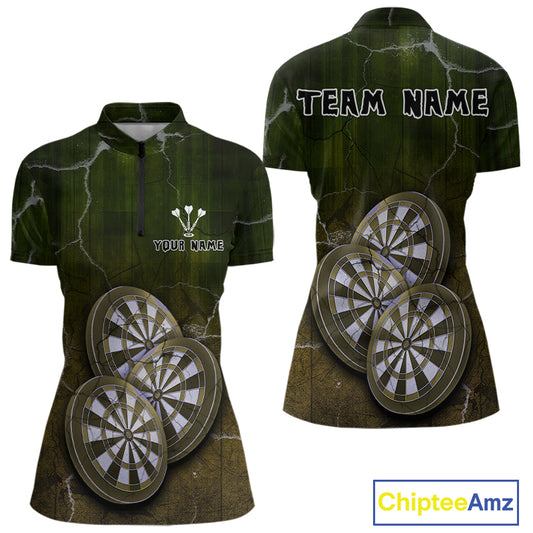 Triple Dartboards Custom Grunge Darts Team Shirt For Women | Opt2 - Yellow Green NYN0679