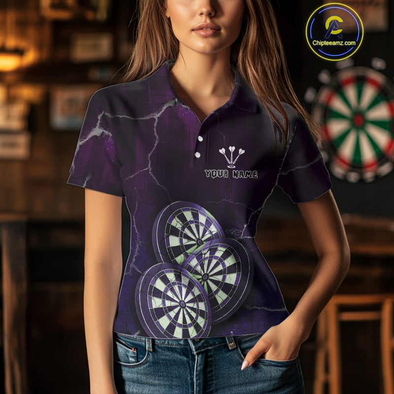 Triple Dartboards Custom Grunge Darts Team Shirt For Women | Opt3 - Blue Purple NYN0680