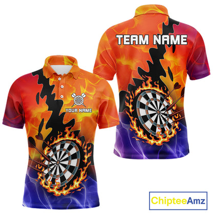 Flaming Dartboard Multi Color Darts Shirt For Men - Personalized Name For Players NYN0682