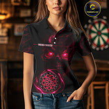 Load image into Gallery viewer, Custom Lightning Red Skull Dartboard Polo Dart Shirt For Women Outfit Skull Dart Team Jerseys NYN0929