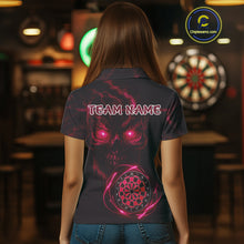 Load image into Gallery viewer, Custom Lightning Red Skull Dartboard Polo Dart Shirt For Women Outfit Skull Dart Team Jerseys NYN0929