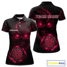 Load image into Gallery viewer, Custom Lightning Red Skull Dartboard Polo Dart Shirt For Women Outfit Skull Dart Team Jerseys NYN0929