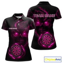 Load image into Gallery viewer, Custom Lightning Pink Skull Dartboard Polo Dart Shirt For Women Outfit Skull Dart Team Jerseys NYN0930
