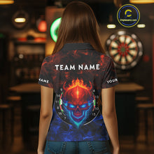 Load image into Gallery viewer, Flame Skull Dartboard Women's Darts Polo Shirt - Custom Name For Players NYN0745