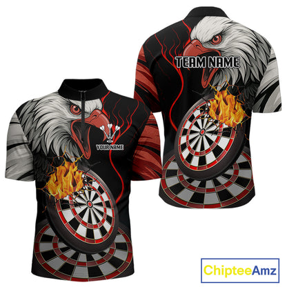 Eagle & Red Crack Darts Custom Funny Dart 1/4-Zip Shirts For Men, Dart Team Jerseys NYN0798