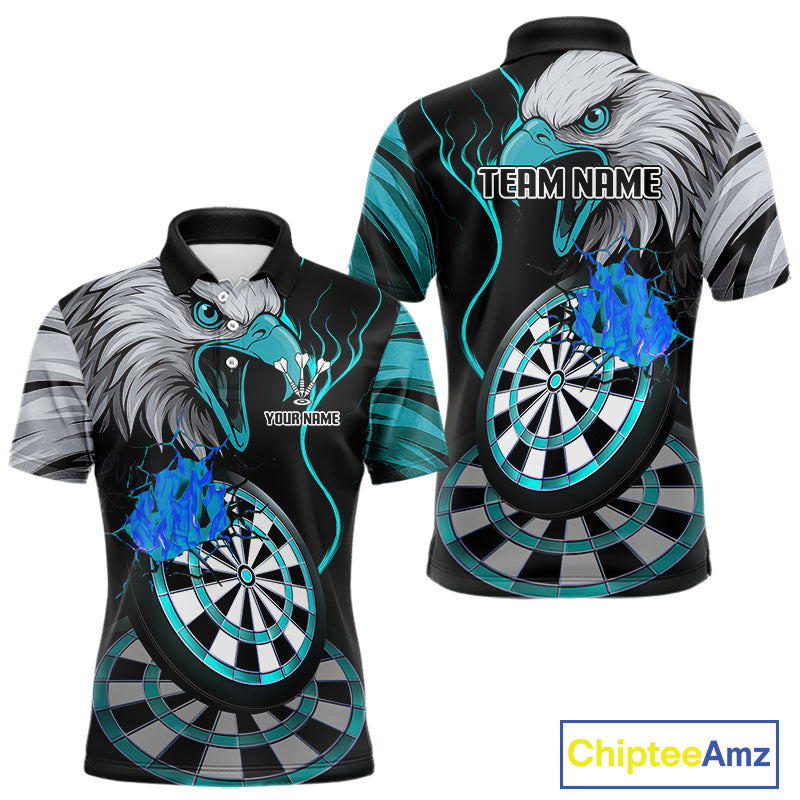 Eagle & Turquoise Crack Darts Custom Funny Dart Polo Shirts For Men, Dart Team Jerseys NYN0799