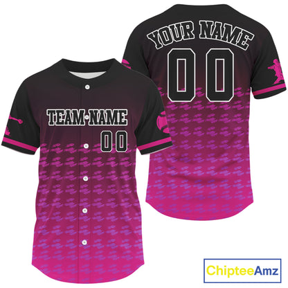 Pink And Black Baseball Jersey For Men Custom Name Baseball Shirt For Newborns NYN0840