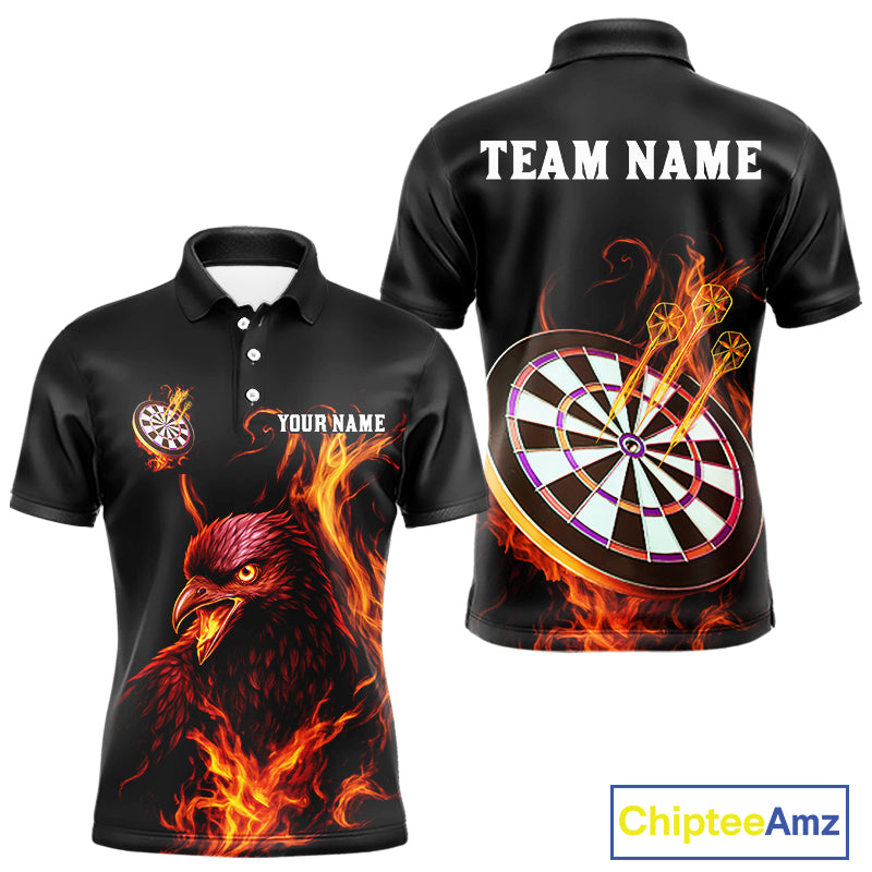 Custom Orange Flames Darts Raven Gothic Polo Darts Jerseys For Men Outfits Dart Jersey NYN0868