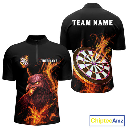 Custom Orange Flames Darts Raven Gothic 1/4-Zip Darts Jerseys For Men Outfits Dart Jersey NYN0868