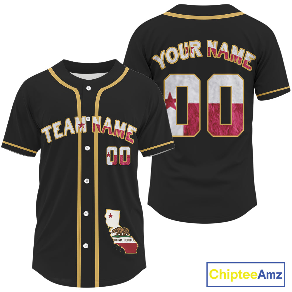 Custom California State Flag Patriotic Baseball Jersey For Men Baseball Patriotic Shirt NYN0891