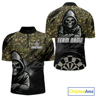 Personalized Men's Darts Shirt - Grim Reaper & Camouflage Custom Name For Players NYN0437