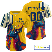 Load image into Gallery viewer, Custom Colorful Deer Baseball Shirt For Men Outfit Hunt Baseball Jerseys NYN1328