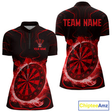 Load image into Gallery viewer, Lightning Smoke Red Dartboard Women's Darts Shirt - Custom Name For Darts Jersey NYN0471