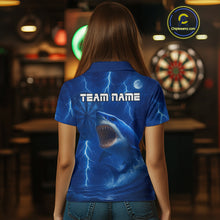 Load image into Gallery viewer, Custom Shark Dark Blue Lightning Dartboard Darts Polo Shirt For Women Darts Team Jersey NYN0966
