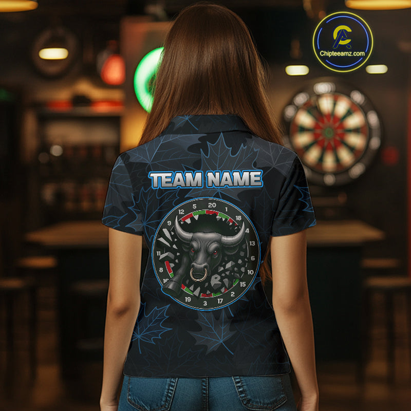Floral Fury Bull Dartboard - Women's Blue Darts Shirt - Custom Name For Players NYN0487