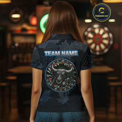 Floral Fury Bull Dartboard - Women's Blue Darts Shirt - Custom Name For Players NYN0487