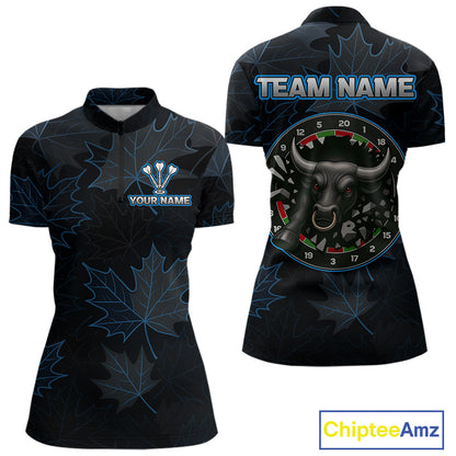 Floral Fury Bull Dartboard - Women's Blue Darts Shirt - Custom Name For Players NYN0487