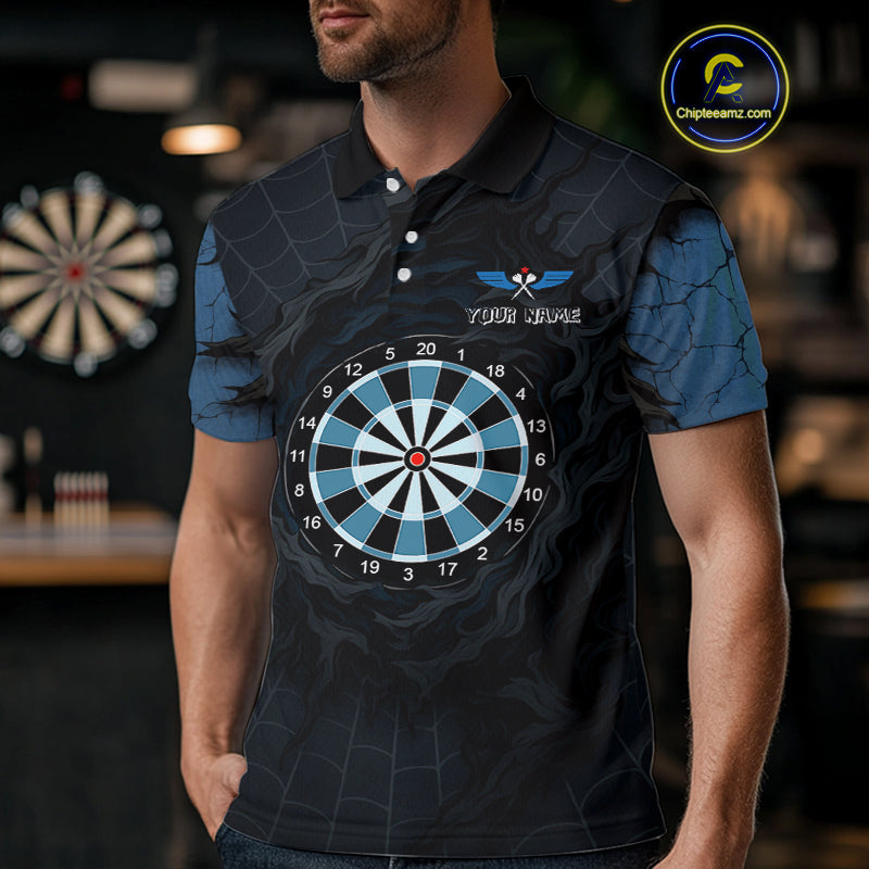 Dark Spiral Web Dartboards Men's Darts Team Shirt - Custom Name For Darts Jersey NYN0496