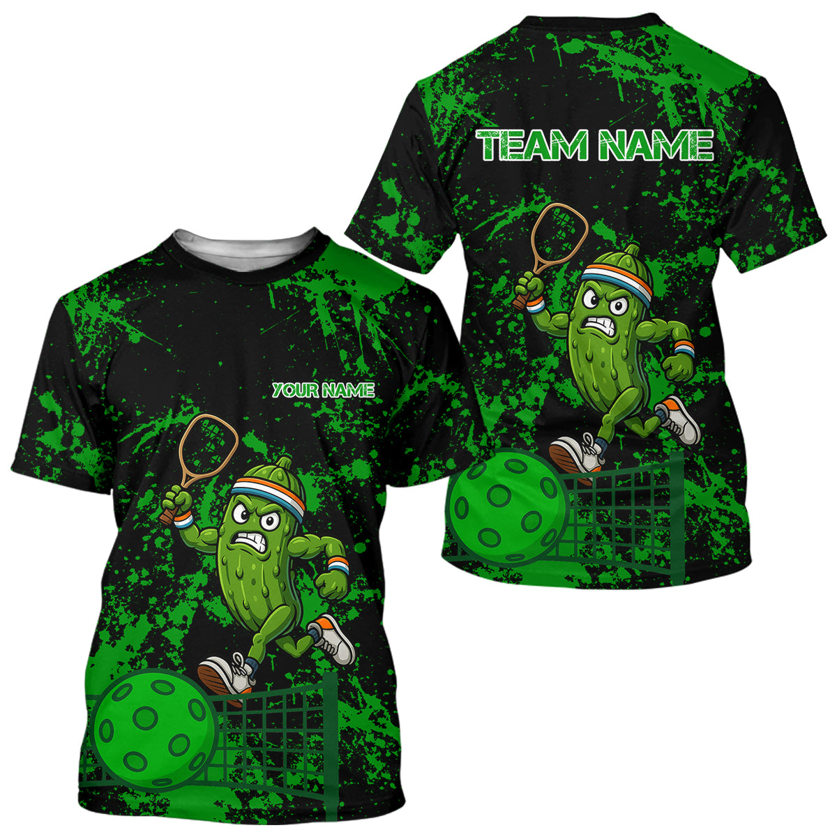 Custom Pickle Plays Ball Funny Pickleball T-Shirt For Men, Black Outfit Pickleball Shirts NYN0993