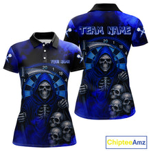 Load image into Gallery viewer, Grim Reaper With Skulls Navy Smoke Women's Darts Team Shirt - Custom Name For Players NYN0501