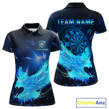 Load image into Gallery viewer, Blue-Lightning Eagle Dartboard Women's Darts Polo Shirt Custom Name For Darts Jersey NYN0735