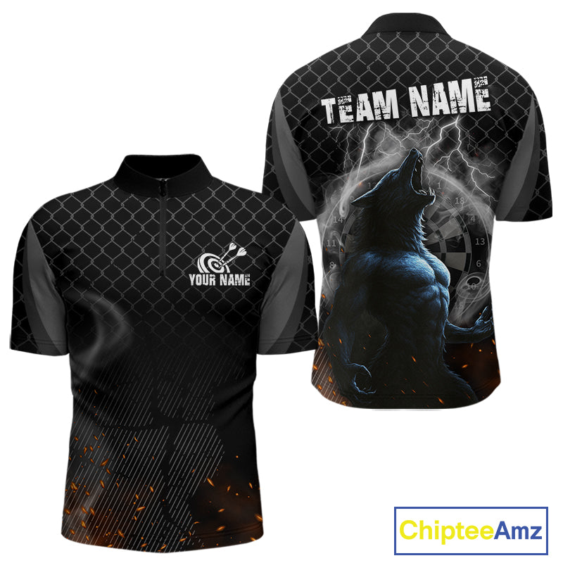 Men's Custom Darts Jersey With Thunder Wolfs & Dark Geometric Pattern NYN0283