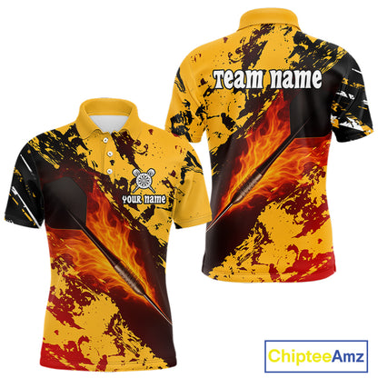 Men's Custom Darts Shirt With Flame Dart Arrows And Black-Yellow Grunge Pattern NYN0290