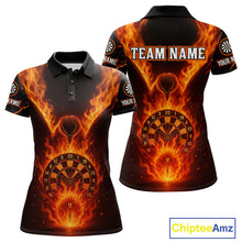 Load image into Gallery viewer, Custom Orange Flames Eagle Dartboard Dart Shirt For Women, Outfits Darts Team Jersey NYN1083