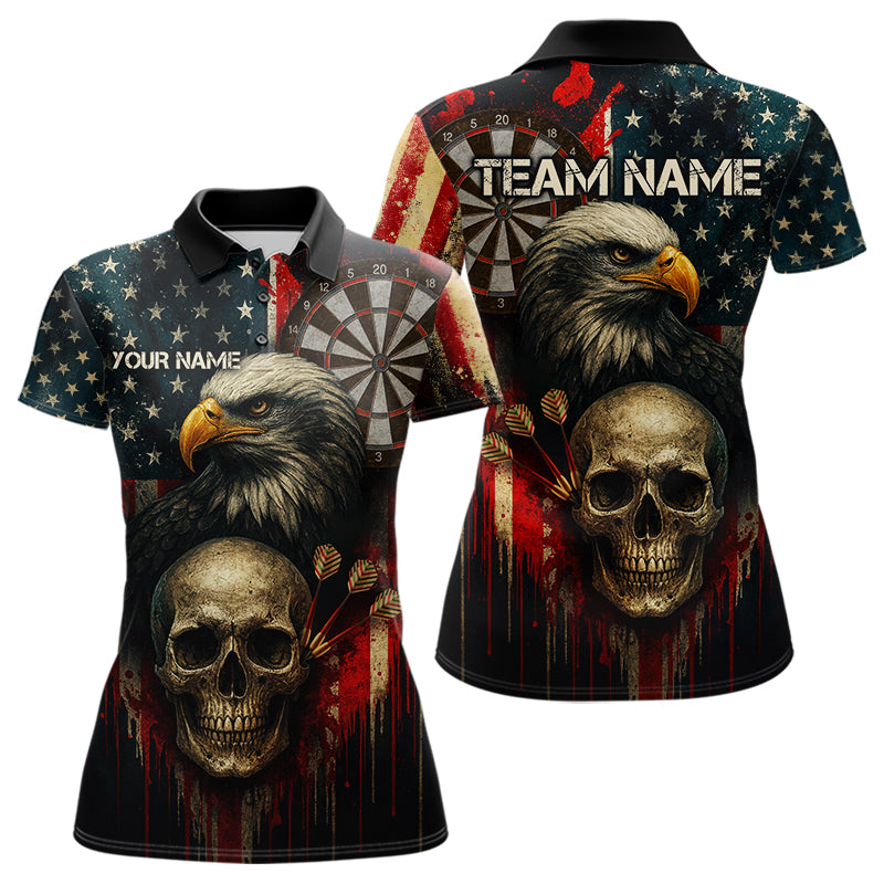 Personalized US Flag & Eagle Grunge Patriotic Darts Shirt For Women, Darts Team Shirt NYN1095