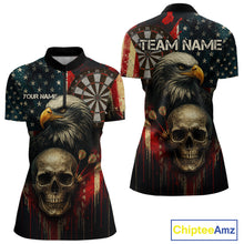 Load image into Gallery viewer, Personalized US Flag &amp; Eagle Grunge Patriotic Darts Shirt For Women, Darts Team Shirt NYN1095